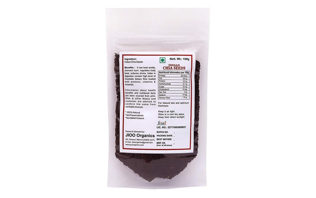 Jioo Organics Indian Chia Seeds (Tukh-Malanga)   Pack  100 grams